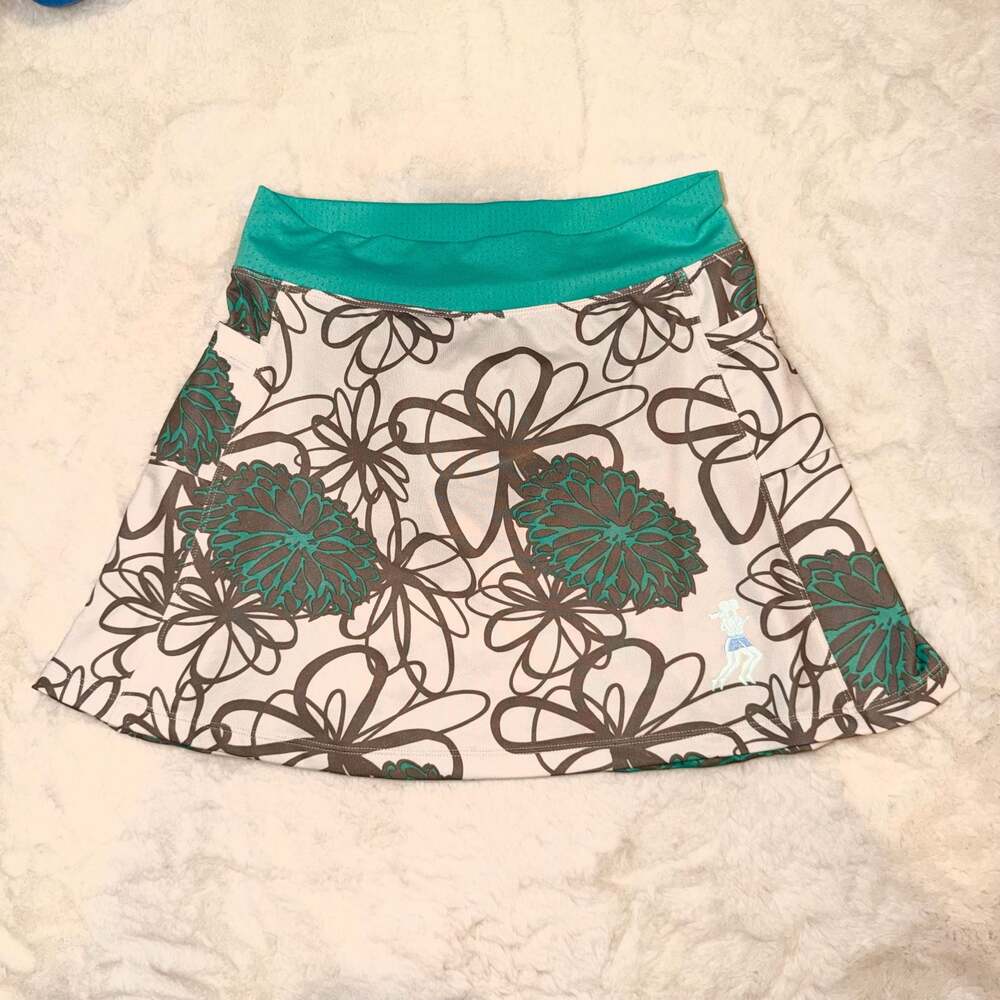 Running Skirts Mums Caribbean Floral Print Athletic Skort with Built-in Shorts